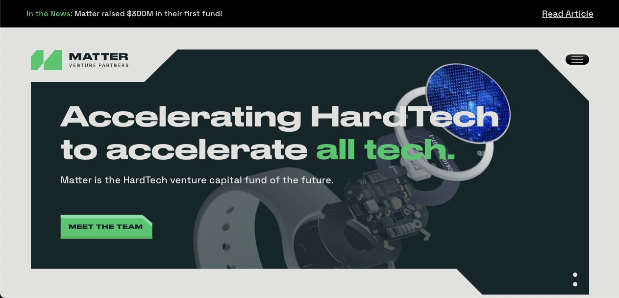 Matter Venture Partners website, project preview